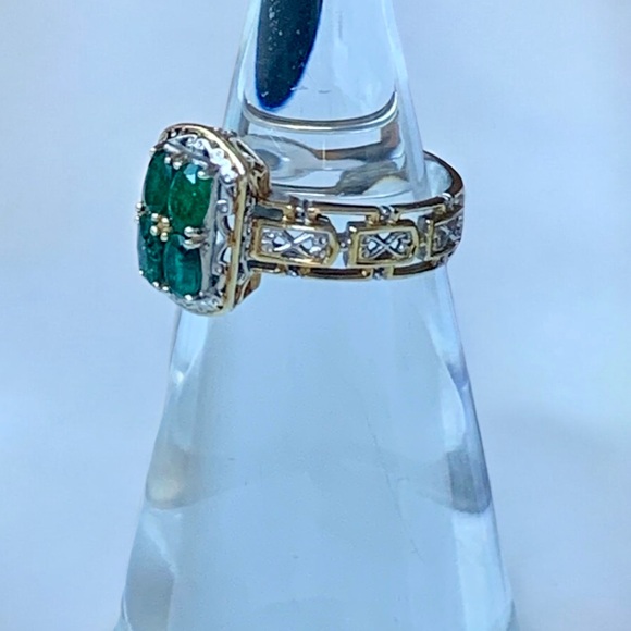 MICHAEL VALITUTTI Gems En Vogue Emerald Cluster Vermeil Woman’s Ring Jewelry - Picture 4 of 10